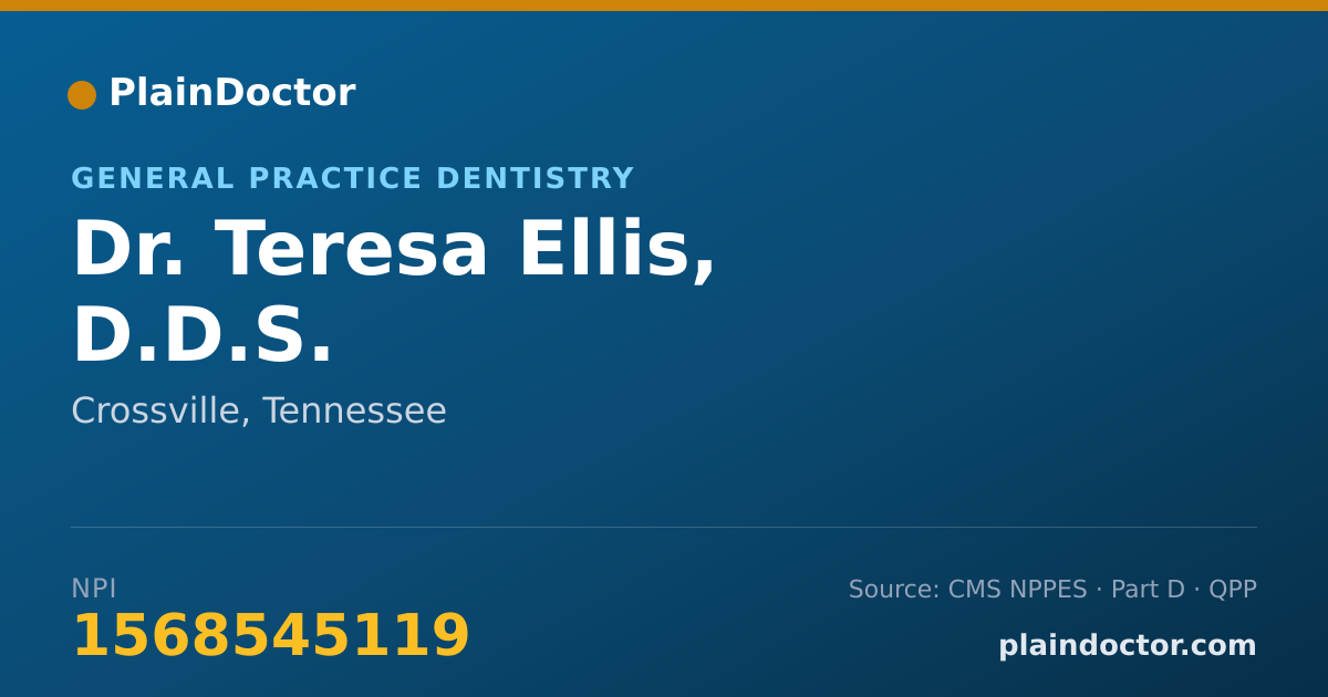 Shareable card for Teresa Ellis, D.D.S. - General Practice Dentistry, Crossville, TN