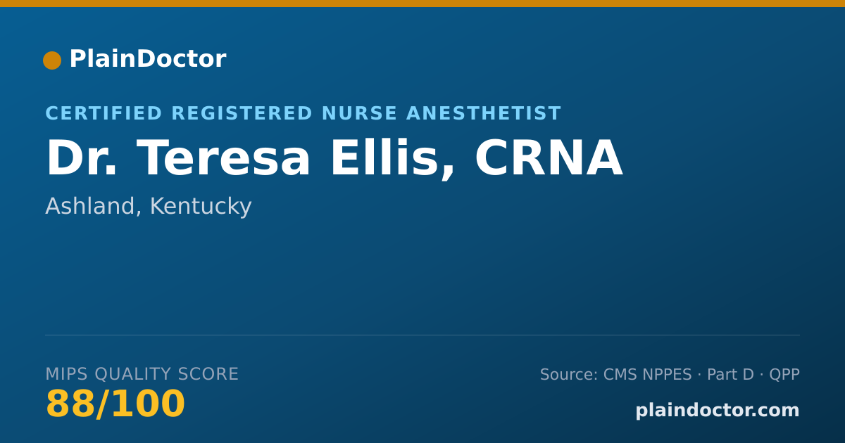 Shareable card for Teresa Ellis, CRNA - Certified Registered Nurse Anesthetist, Ashland, KY