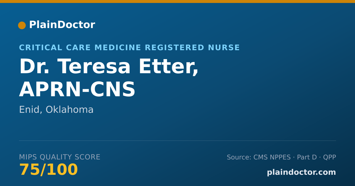 Shareable card for Teresa Etter, APRN-CNS - Critical Care Medicine Registered Nurse, Enid, OK