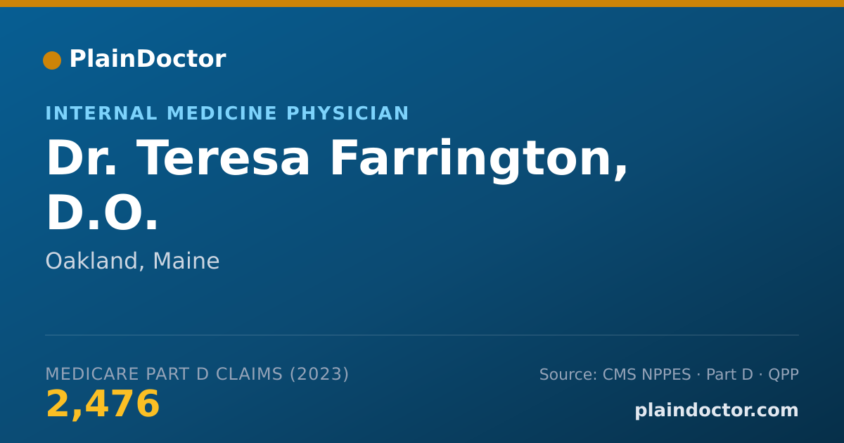 Shareable card for Teresa Farrington, D.O. - Internal Medicine Physician, Oakland, ME