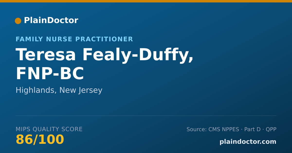 Shareable card for Teresa Fealy-Duffy, FNP-BC - Family Nurse Practitioner, Highlands, NJ