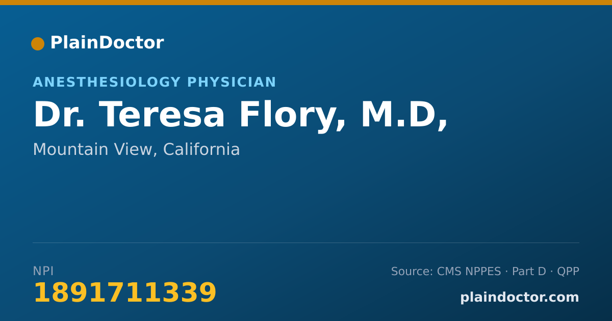 Shareable card for Teresa Flory, M.D, - Anesthesiology Physician, Mountain View, CA