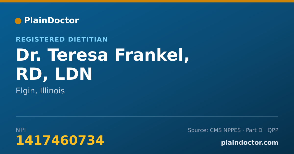 Shareable card for Teresa Frankel, RD, LDN - Registered Dietitian, Elgin, IL