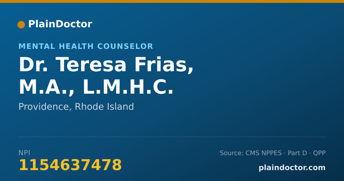 Shareable card for Teresa Frias, M.A., L.M.H.C. - Mental Health Counselor, Providence, RI