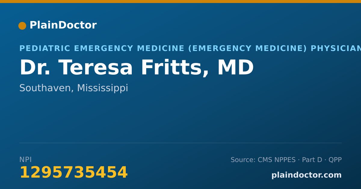 Shareable card for Teresa Fritts, MD - Pediatric Emergency Medicine (Emergency Medicine) Physician, Southaven, MS