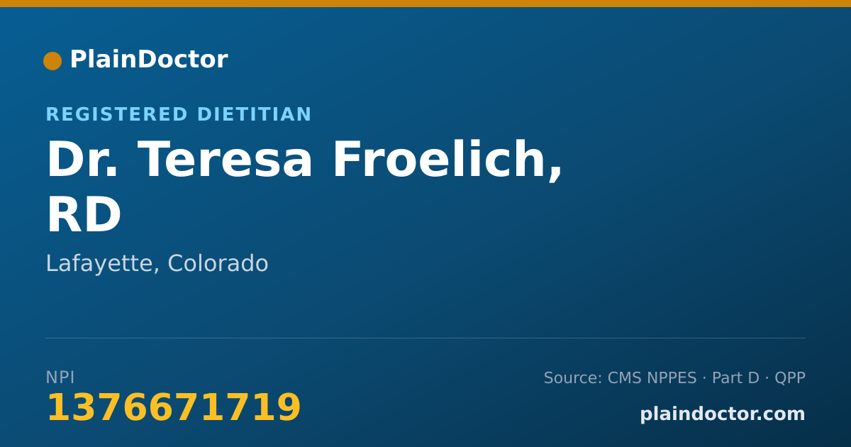 Shareable card for Teresa Froelich, RD - Registered Dietitian, Lafayette, CO