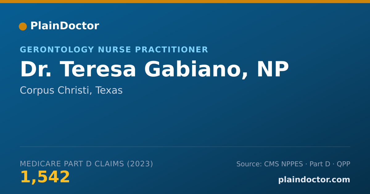 Shareable card for Teresa Gabiano, NP - Gerontology Nurse Practitioner, Corpus Christi, TX