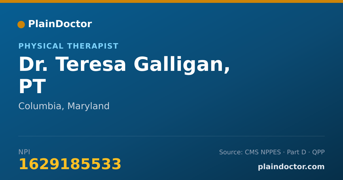 Shareable card for Teresa Galligan, PT - Physical Therapist, Columbia, MD
