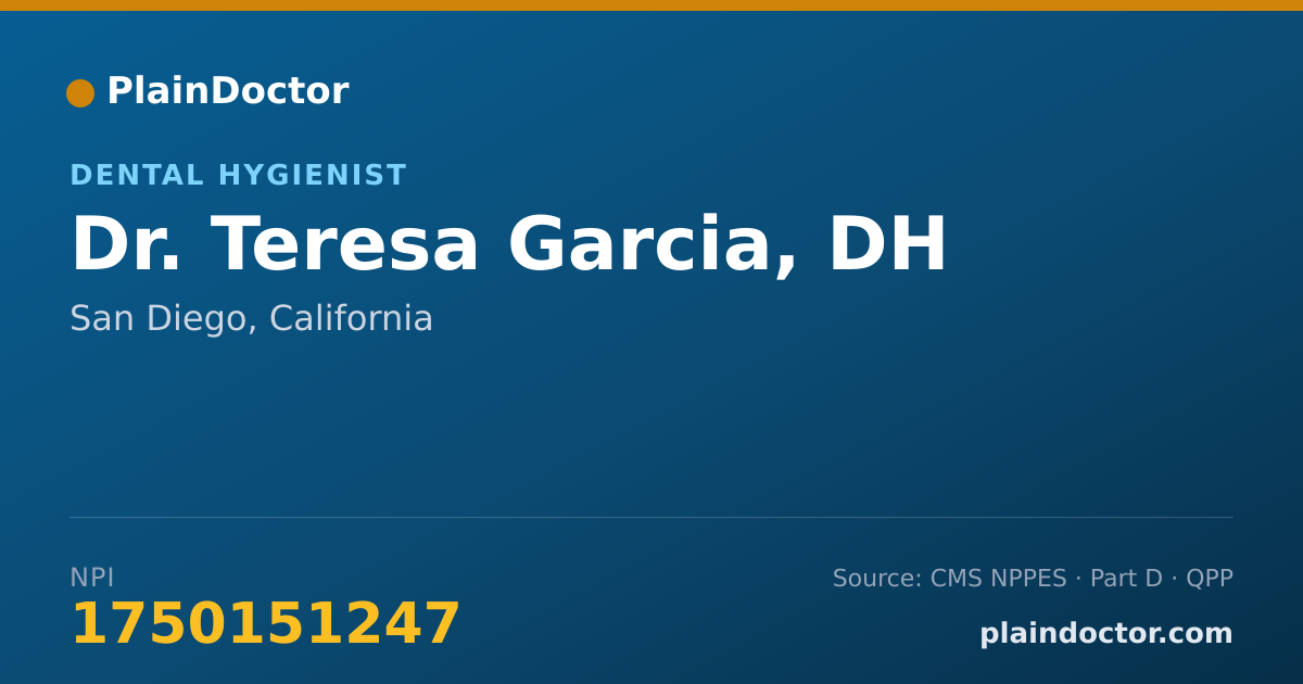 Shareable card for Teresa Garcia, DH - Dental Hygienist, San Diego, CA