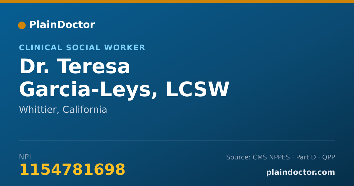 Shareable card for Teresa Garcia-Leys, LCSW - Clinical Social Worker, Whittier, CA