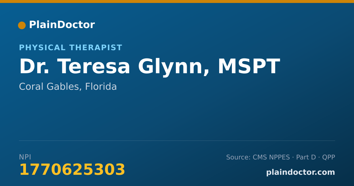 Shareable card for Teresa Glynn, MSPT - Physical Therapist, Coral Gables, FL
