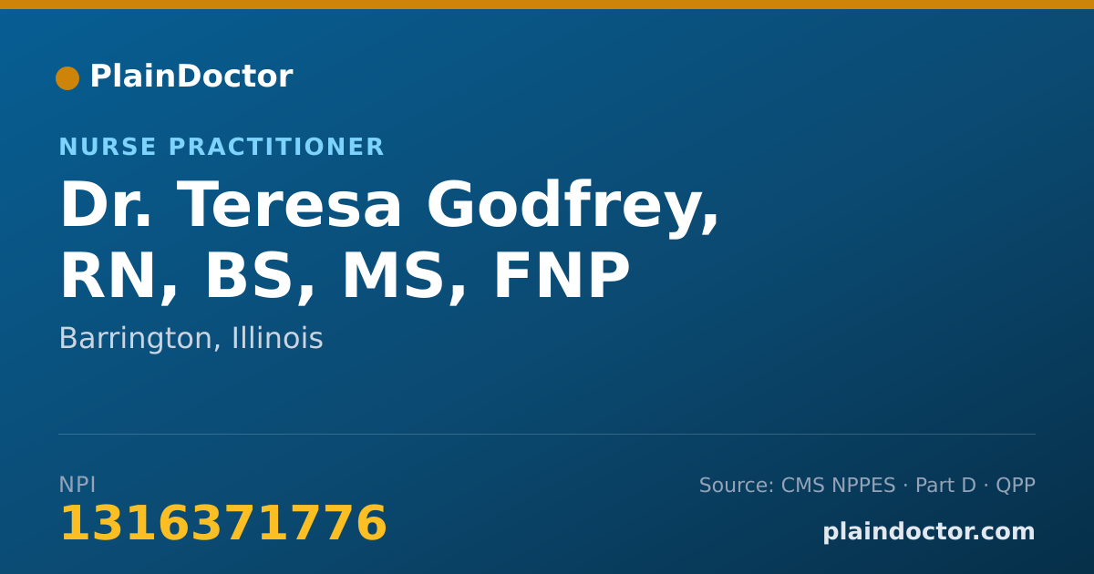 Shareable card for Teresa Godfrey, RN, BS, MS, FNP - Nurse Practitioner, Barrington, IL