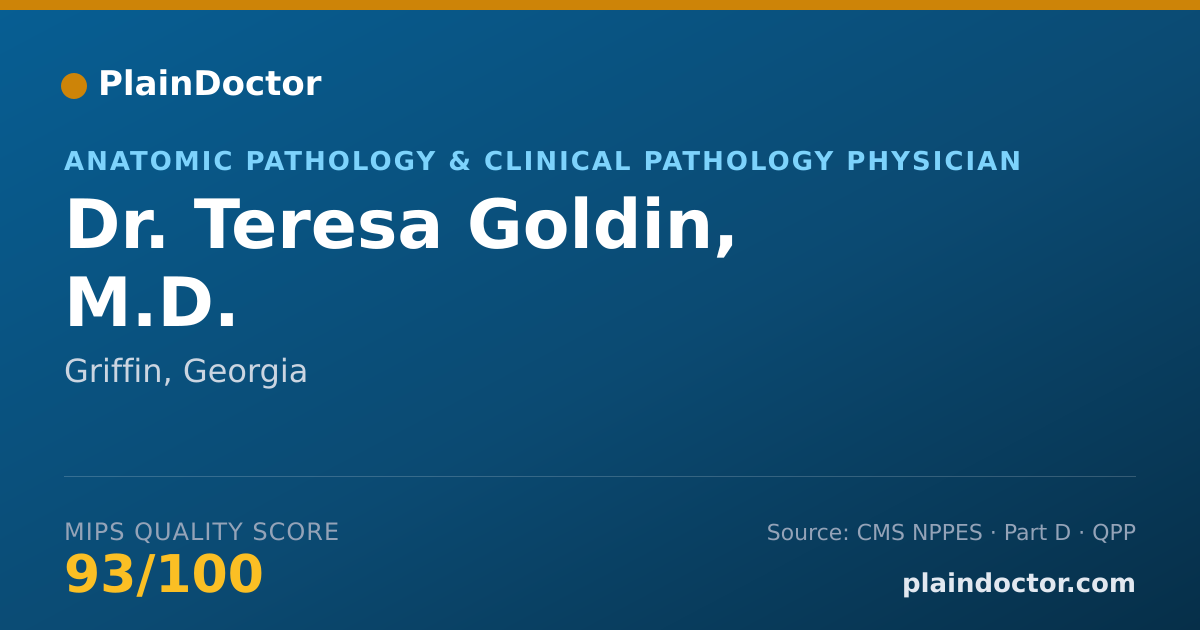 Shareable card for Teresa Goldin, M.D. - Anatomic Pathology & Clinical Pathology Physician, Griffin, GA