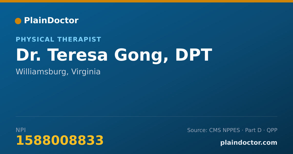 Shareable card for Teresa Gong, DPT - Physical Therapist, Williamsburg, VA