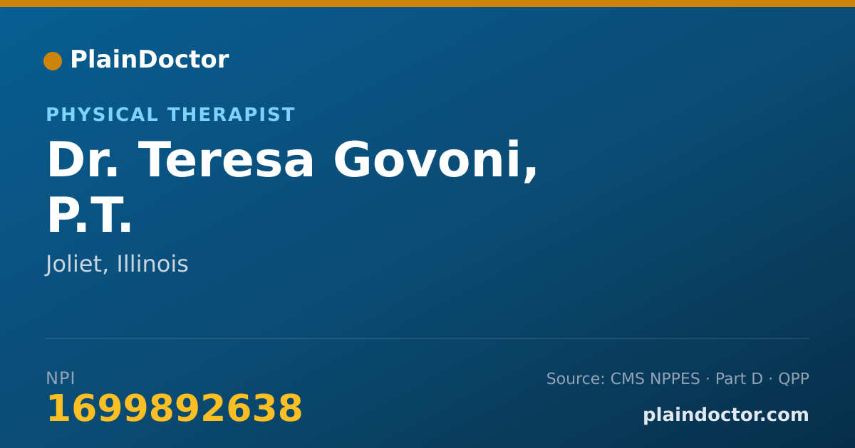 Shareable card for Teresa Govoni, P.T. - Physical Therapist, Joliet, IL