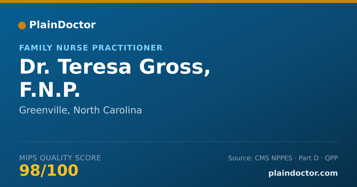 Shareable card for Teresa Gross, F.N.P. - Family Nurse Practitioner, Greenville, NC