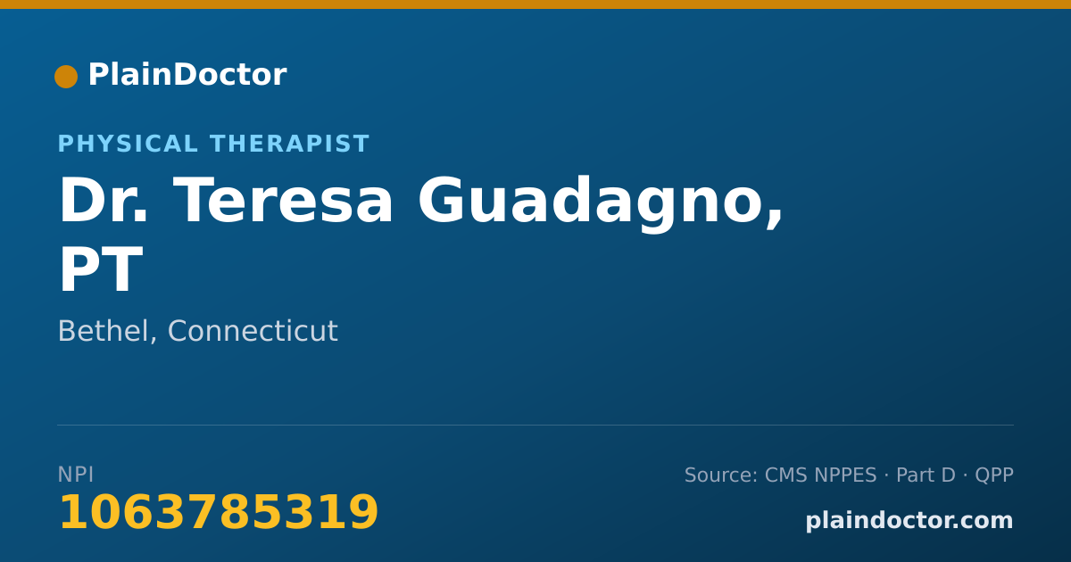 Shareable card for Teresa Guadagno, PT - Physical Therapist, Bethel, CT