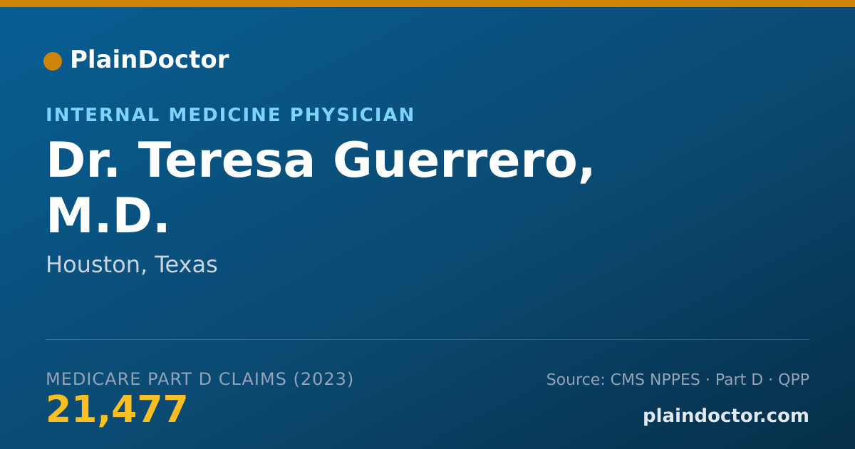 Shareable card for Teresa Guerrero, M.D. - Internal Medicine Physician, Houston, TX