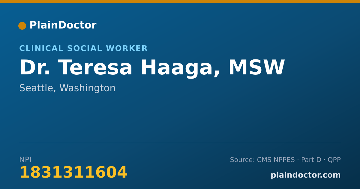 Shareable card for Teresa Haaga, MSW - Clinical Social Worker, Seattle, WA