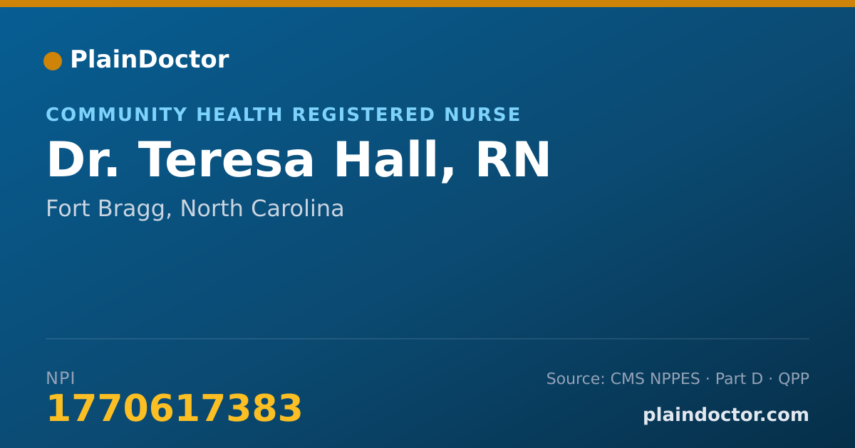Shareable card for Teresa Hall, RN - Community Health Registered Nurse, Fort Bragg, NC
