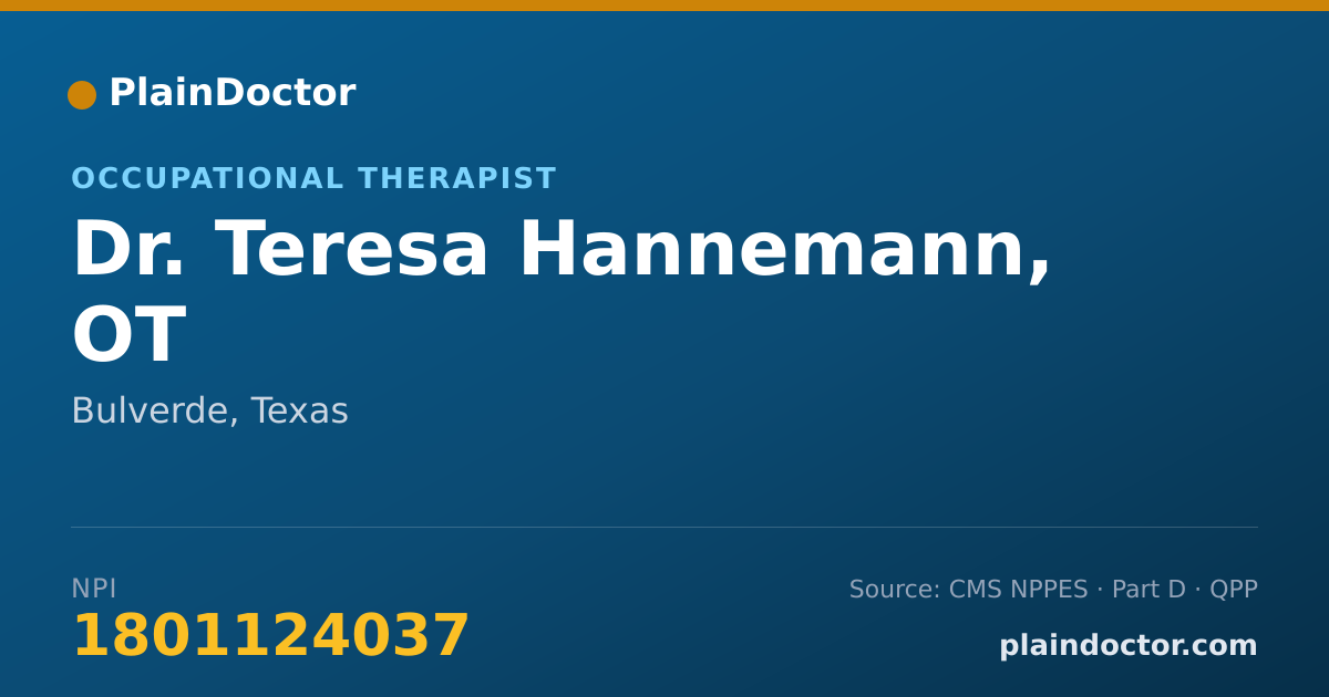 Shareable card for Teresa Hannemann, OT - Occupational Therapist, Bulverde, TX