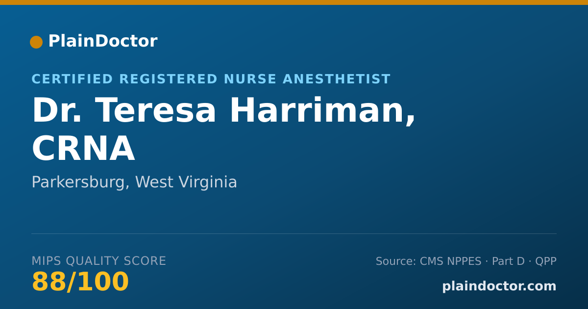Shareable card for Teresa Harriman, CRNA - Certified Registered Nurse Anesthetist, Parkersburg, WV