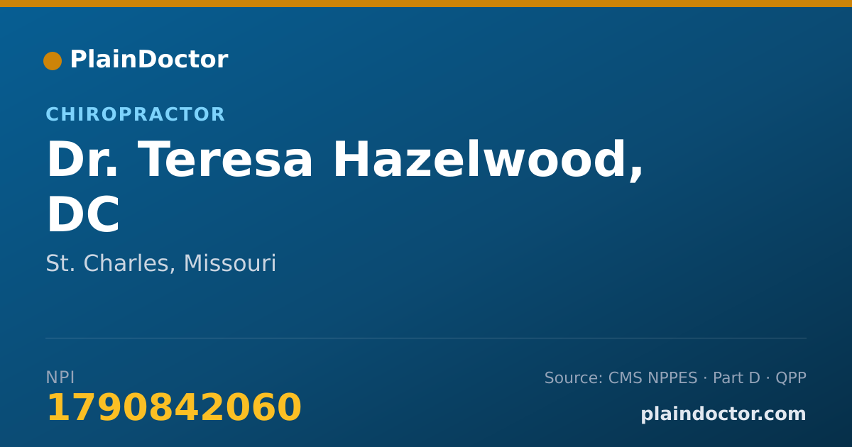Shareable card for Teresa Hazelwood, DC - Chiropractor, St. Charles, MO