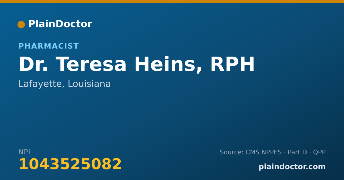 Shareable card for Teresa Heins, RPH - Pharmacist, Lafayette, LA