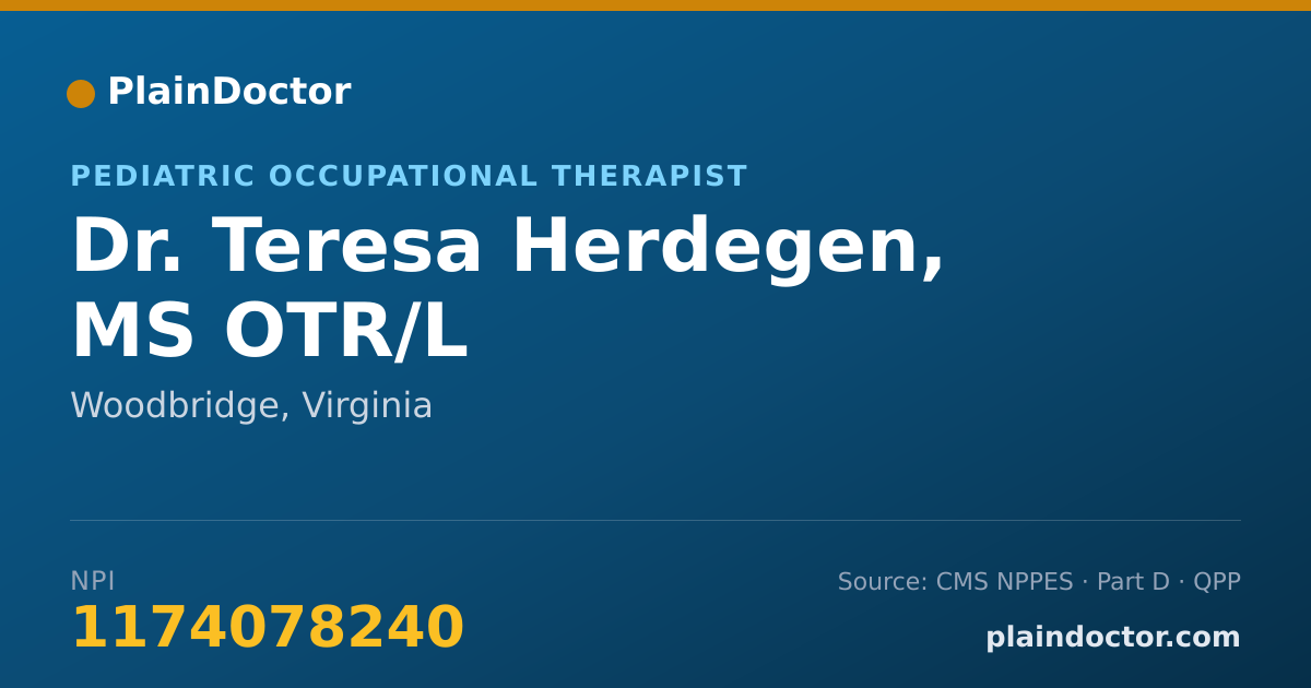 Shareable card for Teresa Herdegen, MS OTR/L - Pediatric Occupational Therapist, Woodbridge, VA