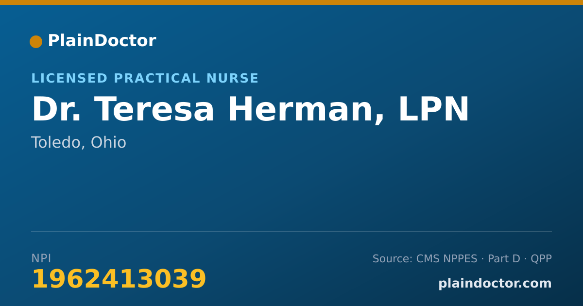 Shareable card for Teresa Herman, LPN - Licensed Practical Nurse, Toledo, OH
