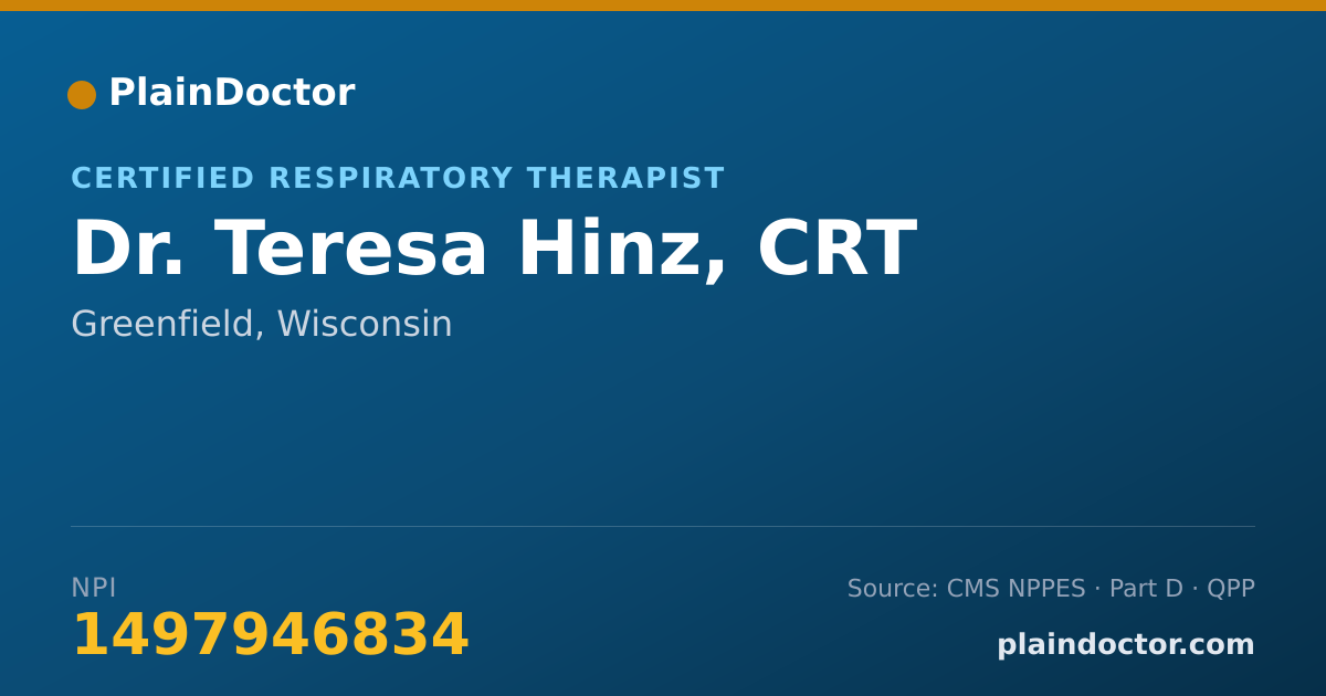 Shareable card for Teresa Hinz, CRT - Certified Respiratory Therapist, Greenfield, WI