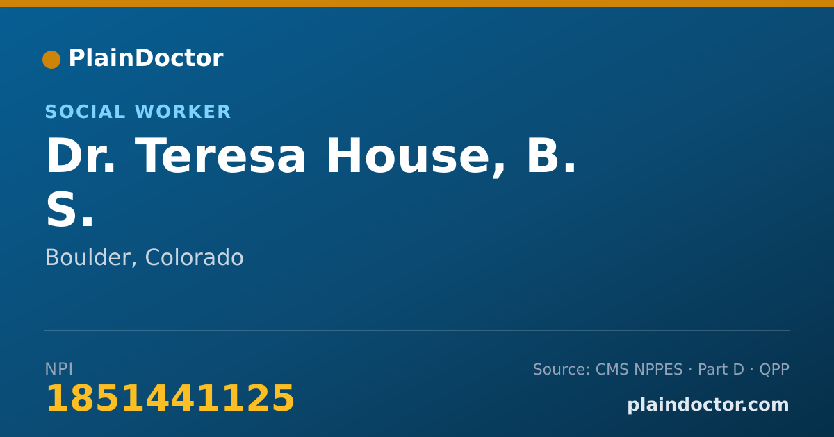 Shareable card for Teresa House, B. S. - Social Worker, Boulder, CO
