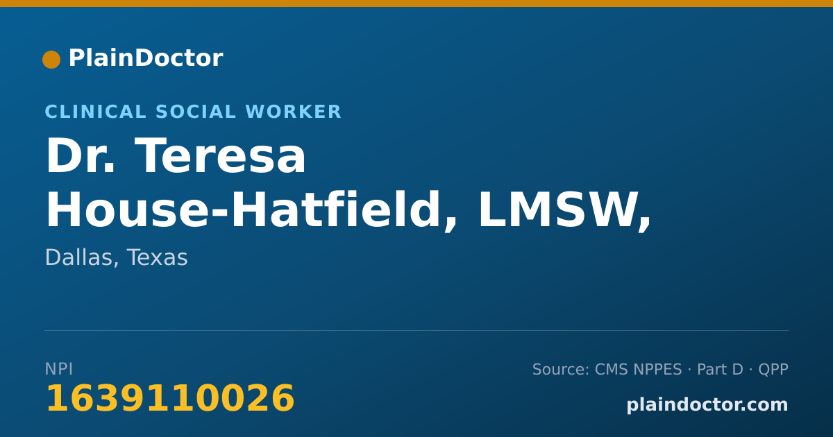 Shareable card for Teresa House-Hatfield, LMSW, ACSW - Clinical Social Worker, Dallas, TX
