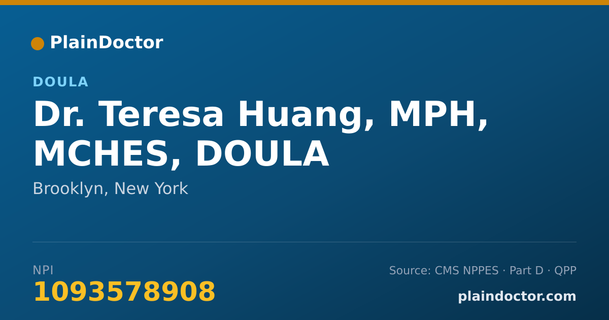 Shareable card for Teresa Huang, MPH, MCHES, DOULA - Doula, Brooklyn, NY