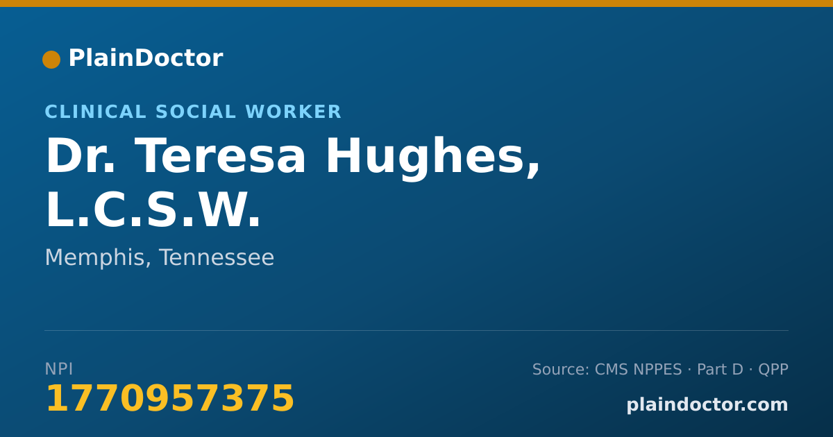 Shareable card for Teresa Hughes, L.C.S.W. - Clinical Social Worker, Memphis, TN