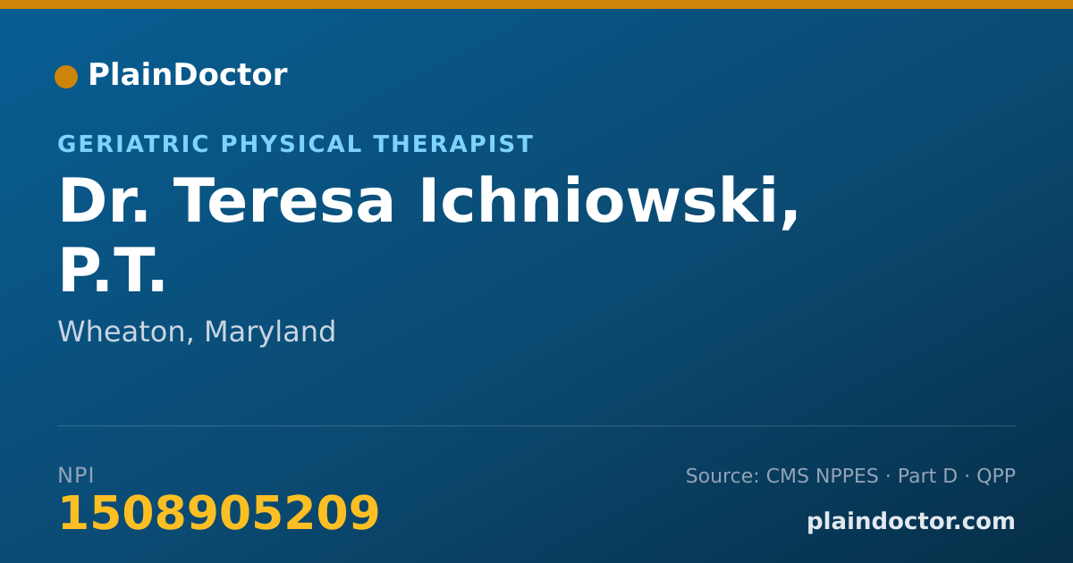 Shareable card for Teresa Ichniowski, P.T. - Geriatric Physical Therapist, Wheaton, MD