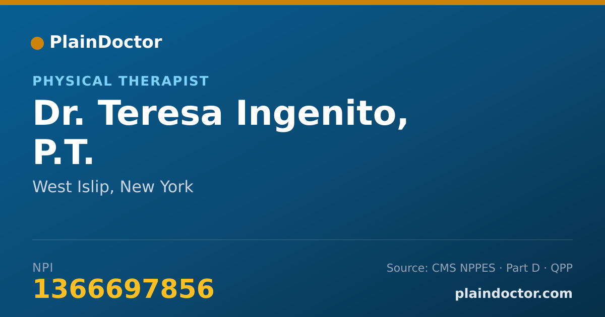 Shareable card for Teresa Ingenito, P.T. - Physical Therapist, West Islip, NY