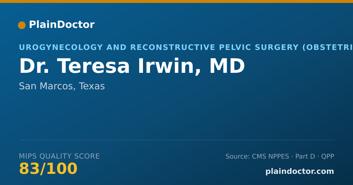 Shareable card for Teresa Irwin, MD - Obstetrics & Gynecology Physician, San Marcos, TX