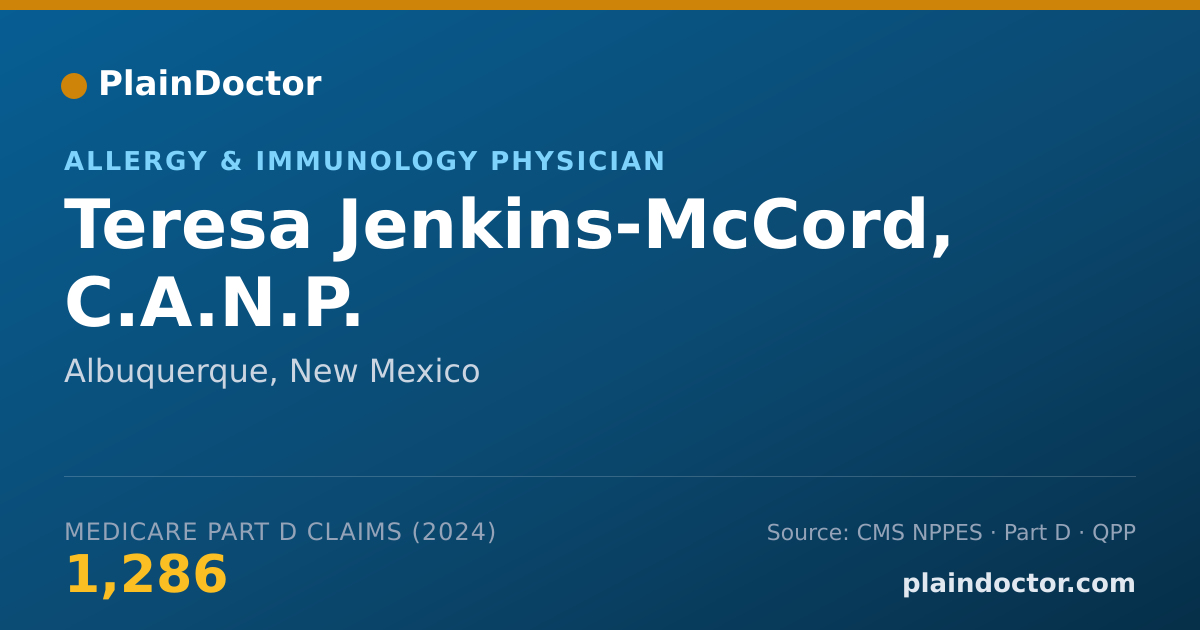 Shareable card for Teresa Jenkins-McCord, C.A.N.P. - Allergy & Immunology Physician, Albuquerque, NM
