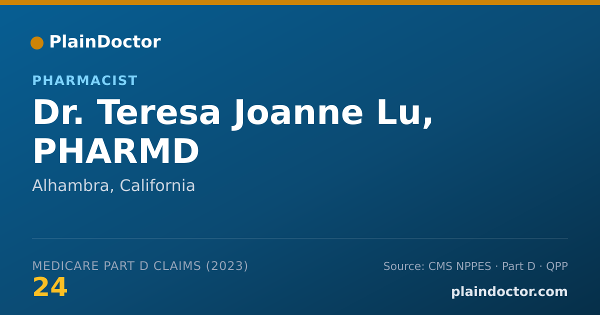 Shareable card for Teresa Joanne Lu, PHARMD - Pharmacist, Alhambra, CA