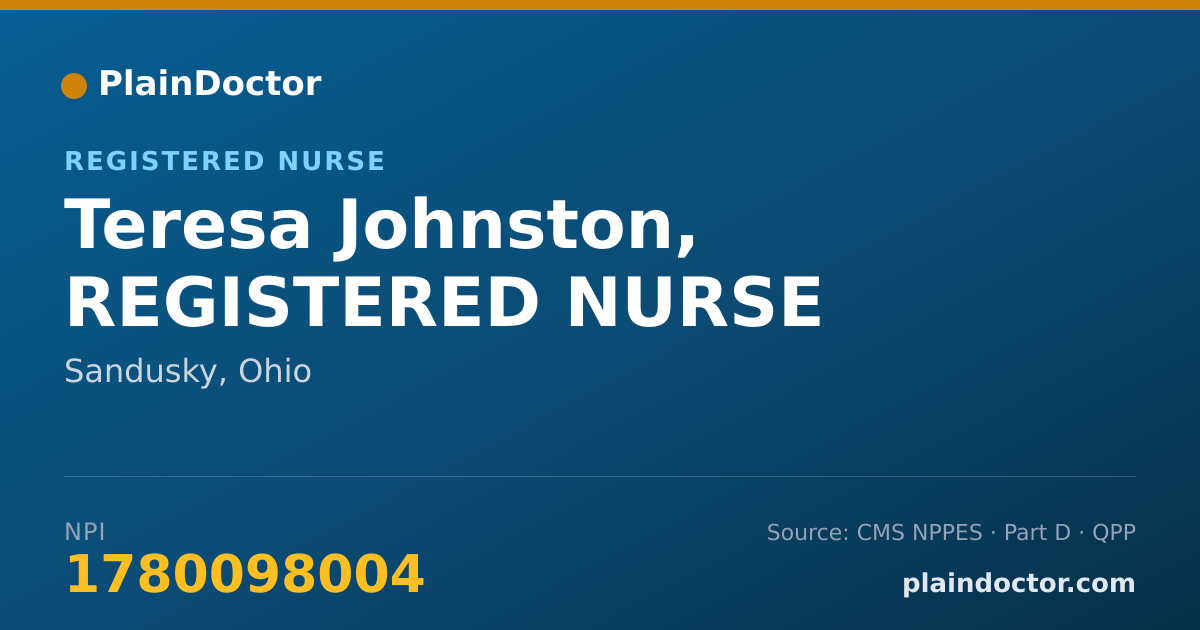 Shareable card for Teresa Johnston, REGISTERED NURSE - Registered Nurse, Sandusky, OH
