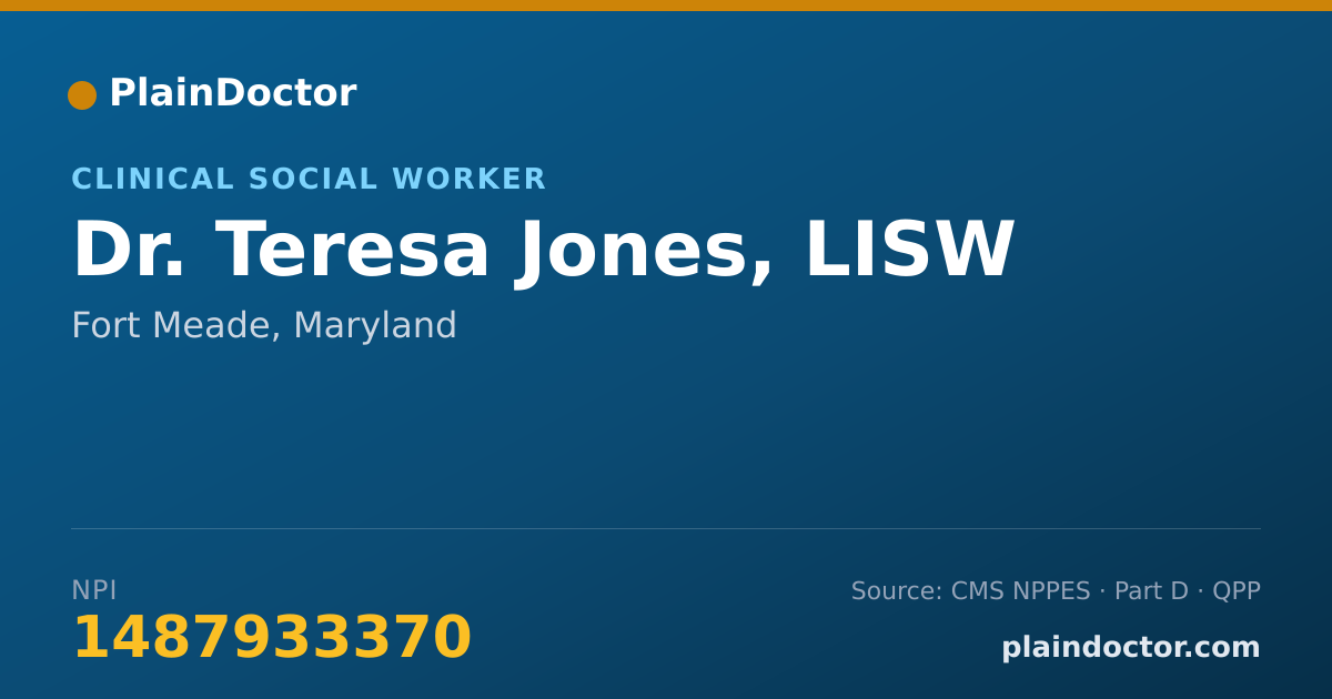 Shareable card for Teresa Jones, LISW - Clinical Social Worker, Fort Meade, MD