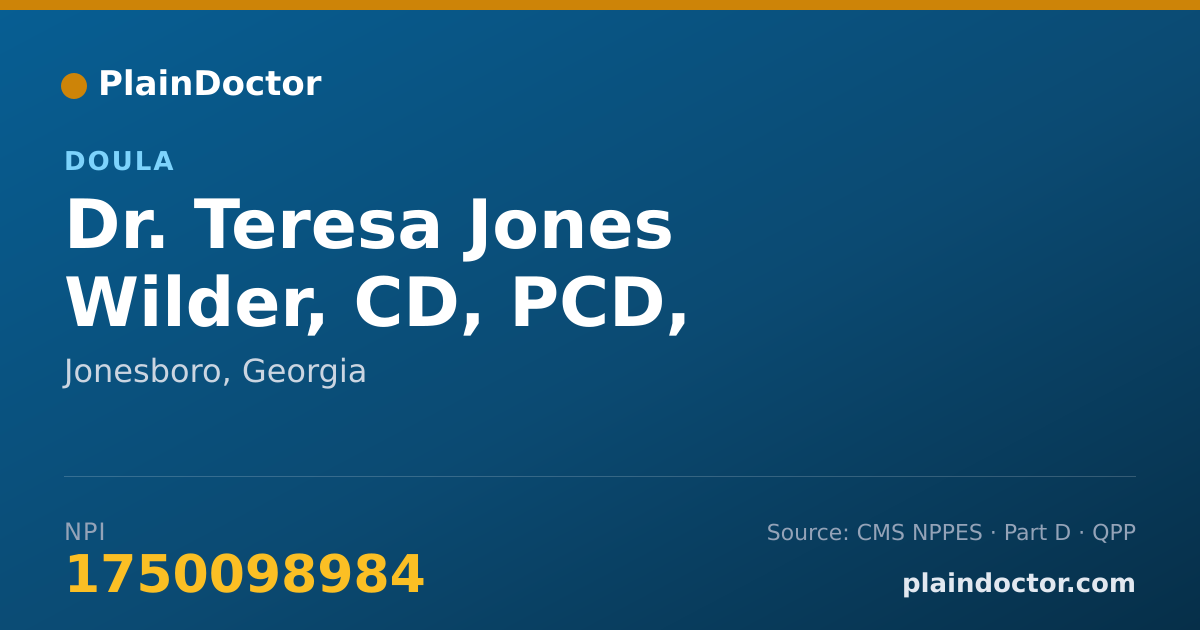 Shareable card for Teresa Jones Wilder, CD, PCD, CBC,RPYT85 - Doula, Jonesboro, GA