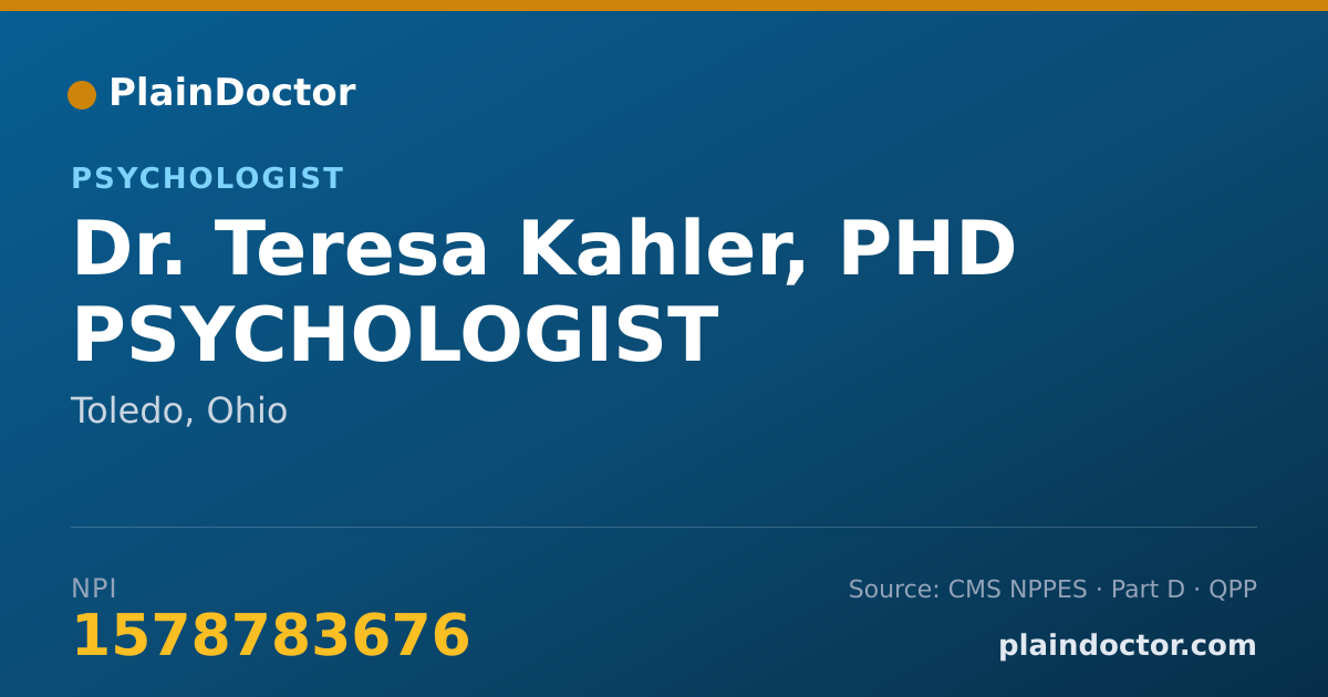 Shareable card for Teresa Kahler, PHD PSYCHOLOGIST - Psychologist, Toledo, OH