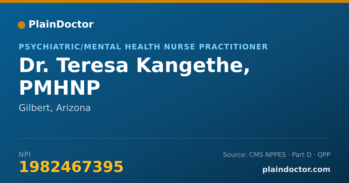 Shareable card for Teresa Kangethe, PMHNP - Psychiatric/Mental Health Nurse Practitioner, Gilbert, AZ