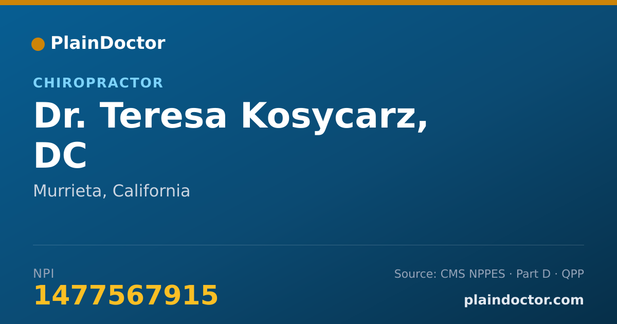 Shareable card for Teresa Kosycarz, DC - Chiropractor, Murrieta, CA