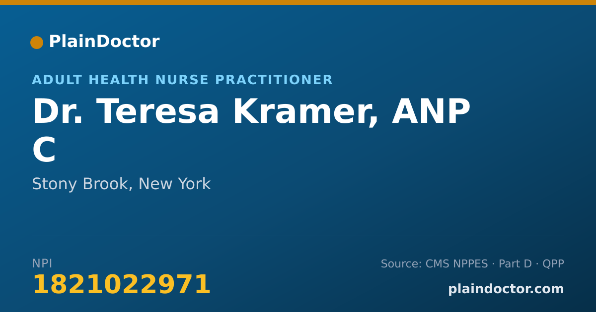 Shareable card for Teresa Kramer, ANP C - Adult Health Nurse Practitioner, Stony Brook, NY