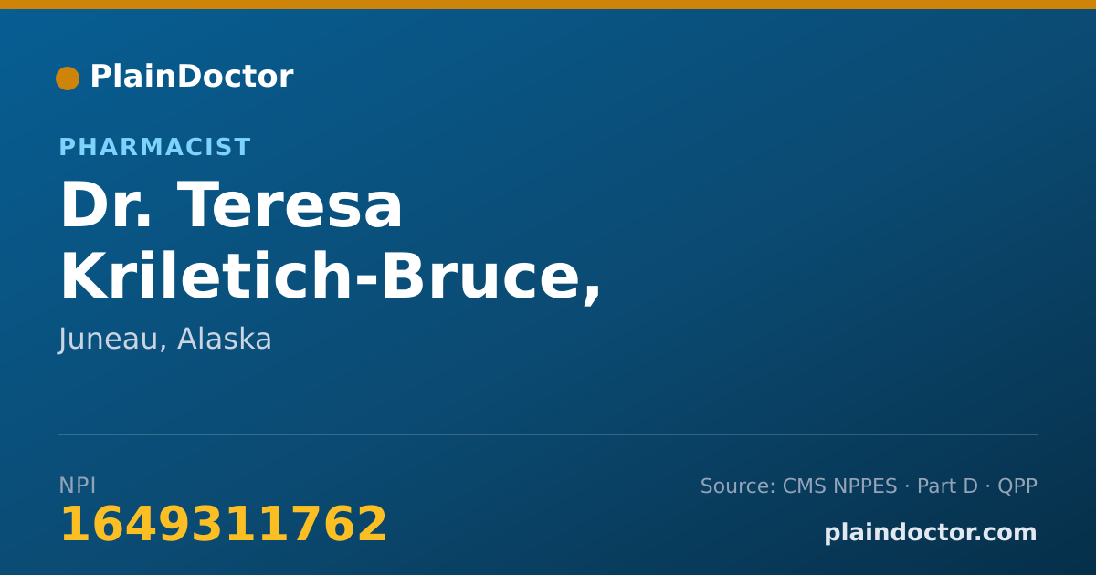 Shareable card for Teresa Kriletich-Bruce, PHARM.D. - Pharmacist, Juneau, AK