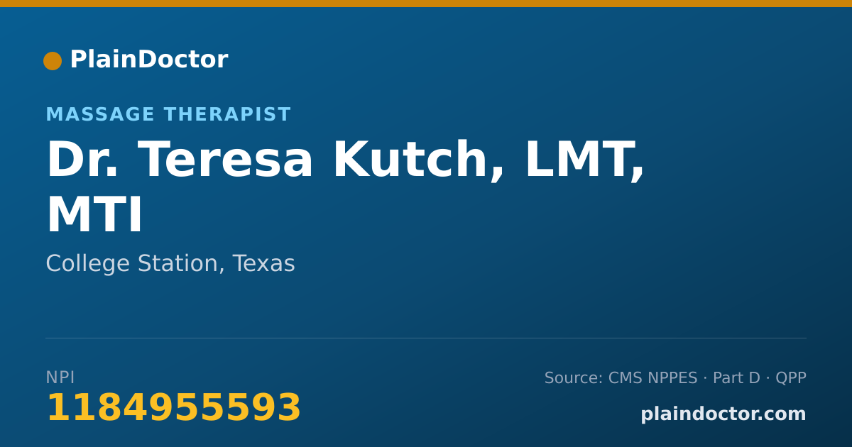 Shareable card for Teresa Kutch, LMT, MTI - Massage Therapist, College Station, TX