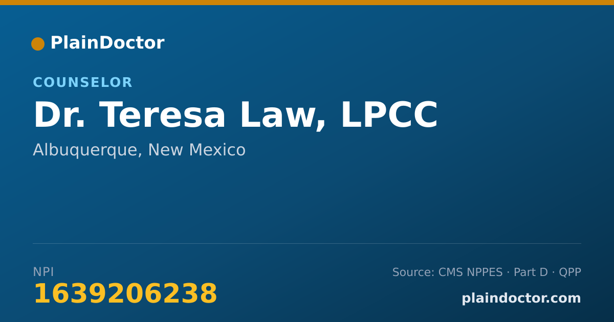 Shareable card for Teresa Law, LPCC - Counselor, Albuquerque, NM